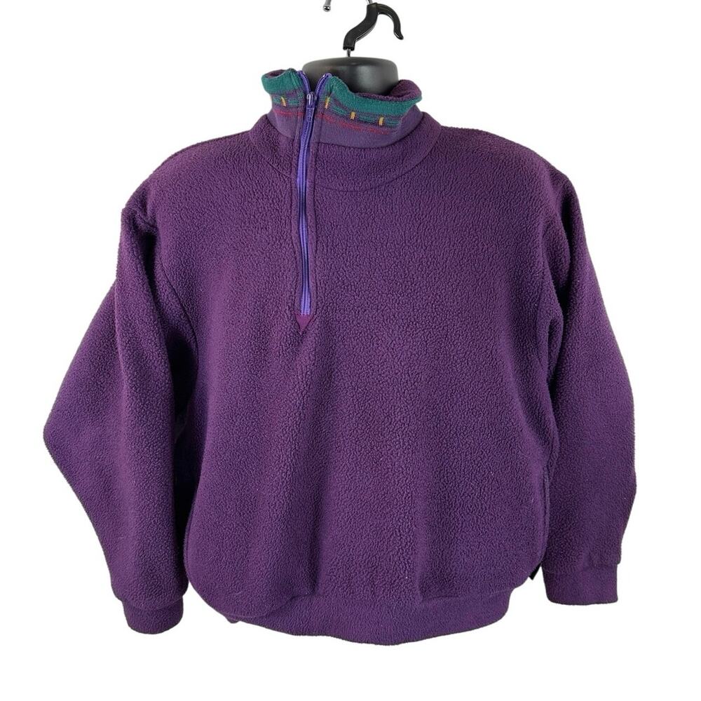 Vintage Jolly Tundra Polartec Fleece Sweater Purple Size Medium Asymmetrical Zip